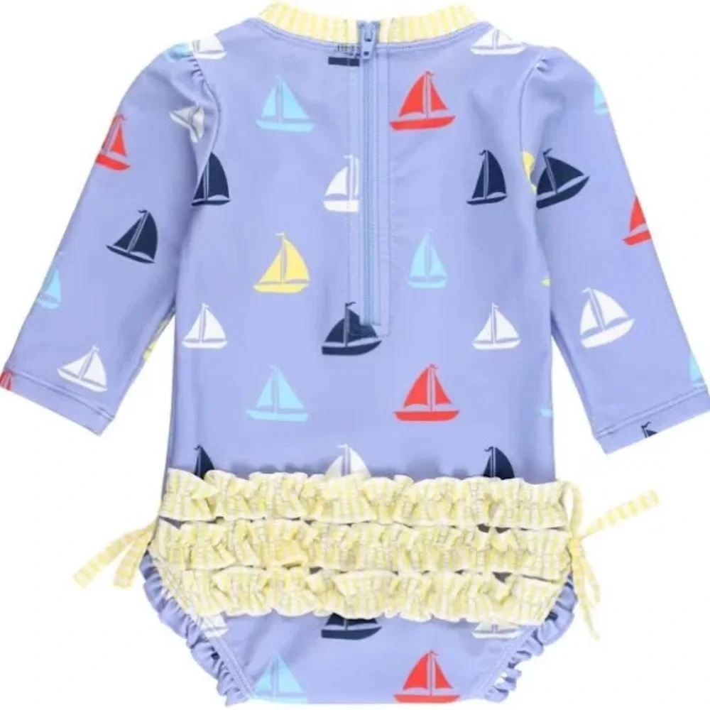NWT Ruffle Butts Long Sleeve Rash Guard 3-6M - Picture 2 of 6
